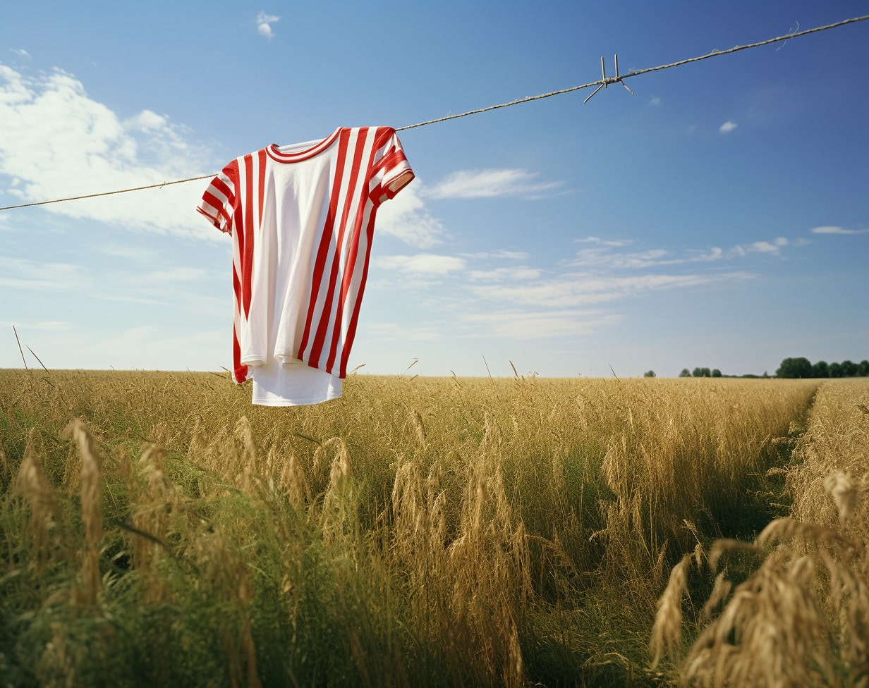 Maillot de foot s&eacute;chant au soleil