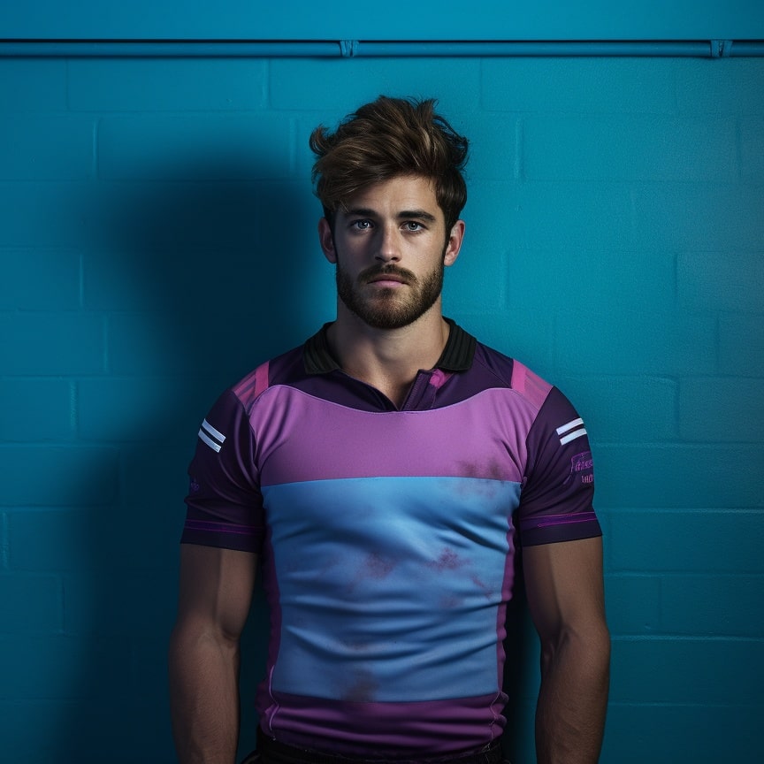 Maillot de rugby sublim&eacute; avec des couleurs virbantes